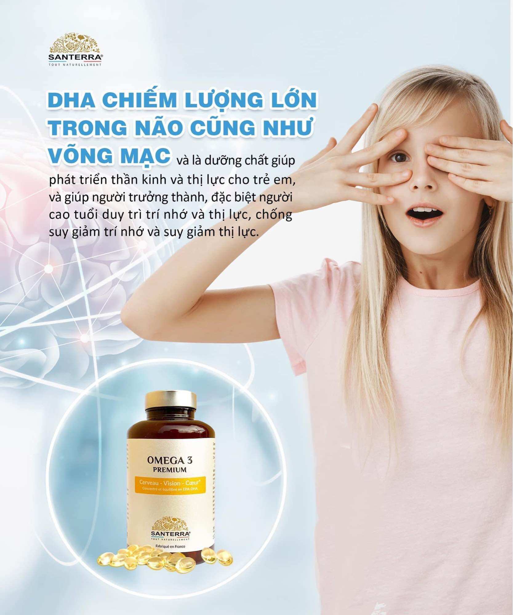 [ BILL PHÁP] Viên Omega 3 Premium Santerra Pháp 200 viên