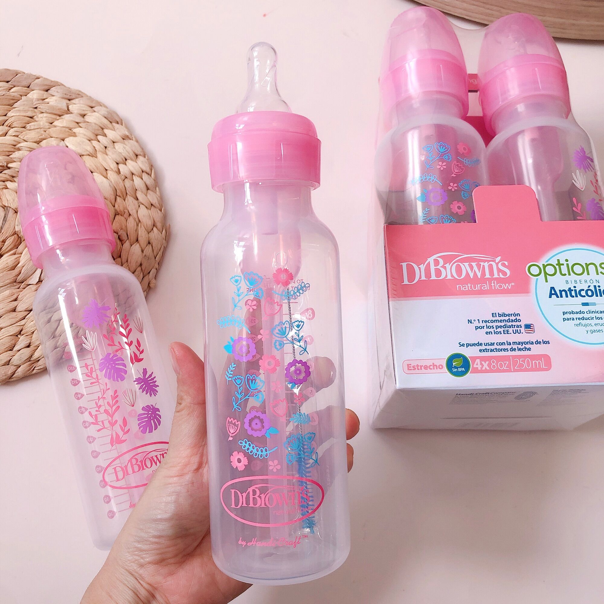 Bình sữa DR Brown’S Hoạ tiết Option plus+ (250ml Mẫu mới)