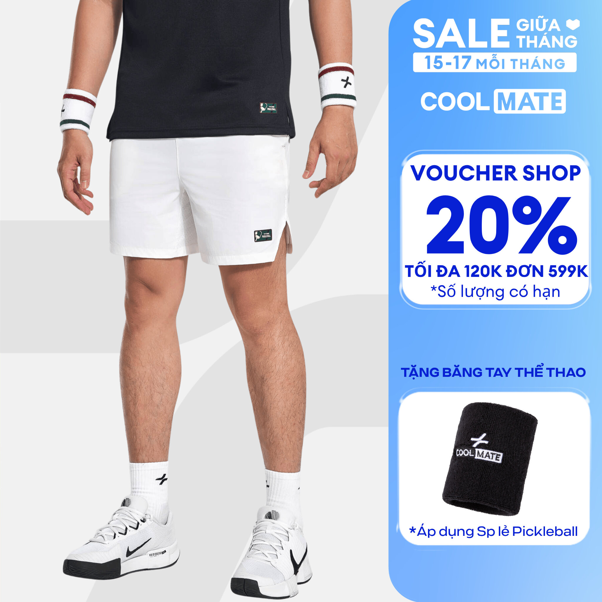 [TẶNG BĂNG TAY]Quần thể thao nam 6inch Pickleball Smash Shot  Nhanh khô, Thoáng khí, Thấm hút tốt, Thoải mái vận động Coolmate