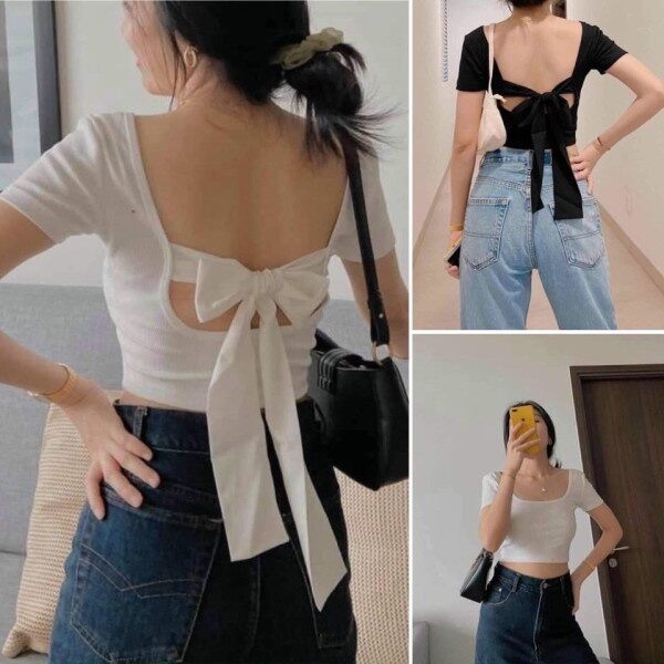 Áo Croptop phối nơ lưng nữ