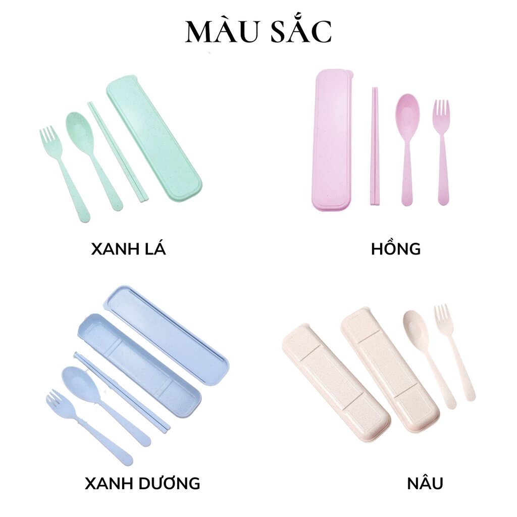 Bộ Muỗng Đũa Nĩa Nhựa Lúa Mạch