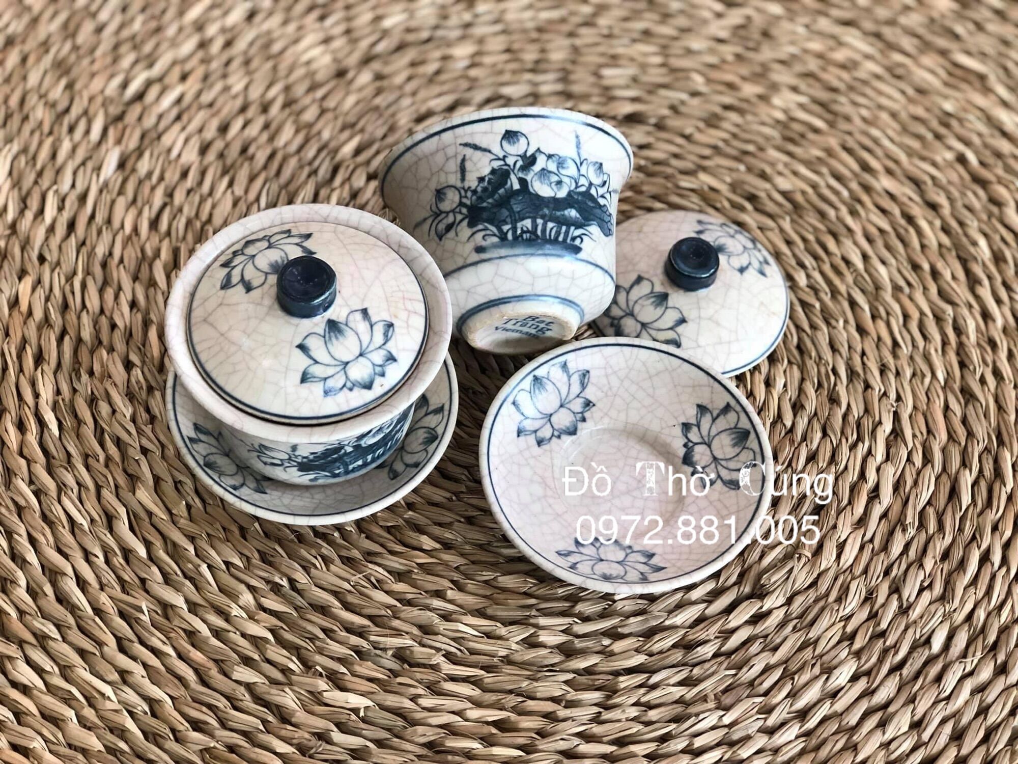 Bát trà sâm uống trà Men Rạn Đen