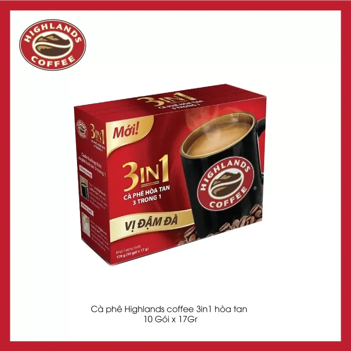 Hộp 10 gói cà phê sữa hoà tan 3in1 Highlands Coffee