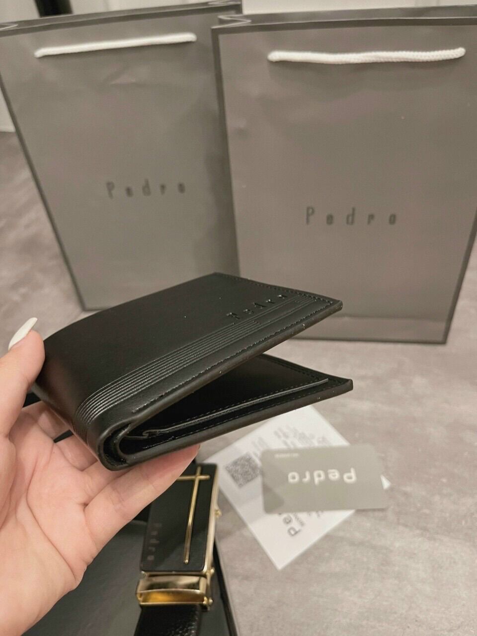[Fullbox + Túi giấy] Set ví và thắt lưng nam pedro cao cấp