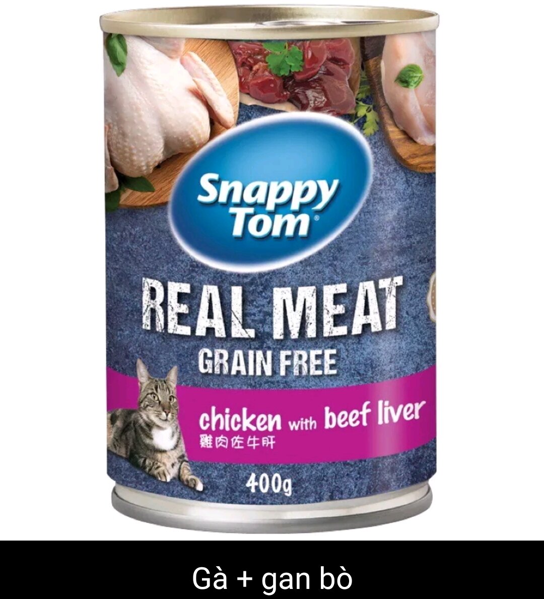 Pate SNAPPY TOM  Real Fish lon 400g-Pate cho mèo