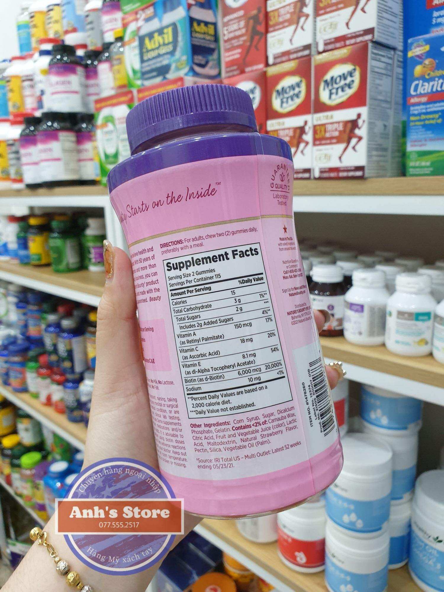 Kẹo Gum đẹp da tóc móng Hair Skin Nails Gummies 230 viên của Mỹ