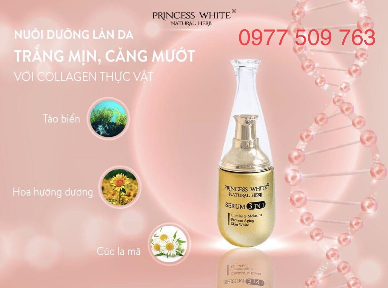 [Hcm]Serum Dưỡng Trắng - Giữ Ẩm 3In1 Princess White - 40Ml