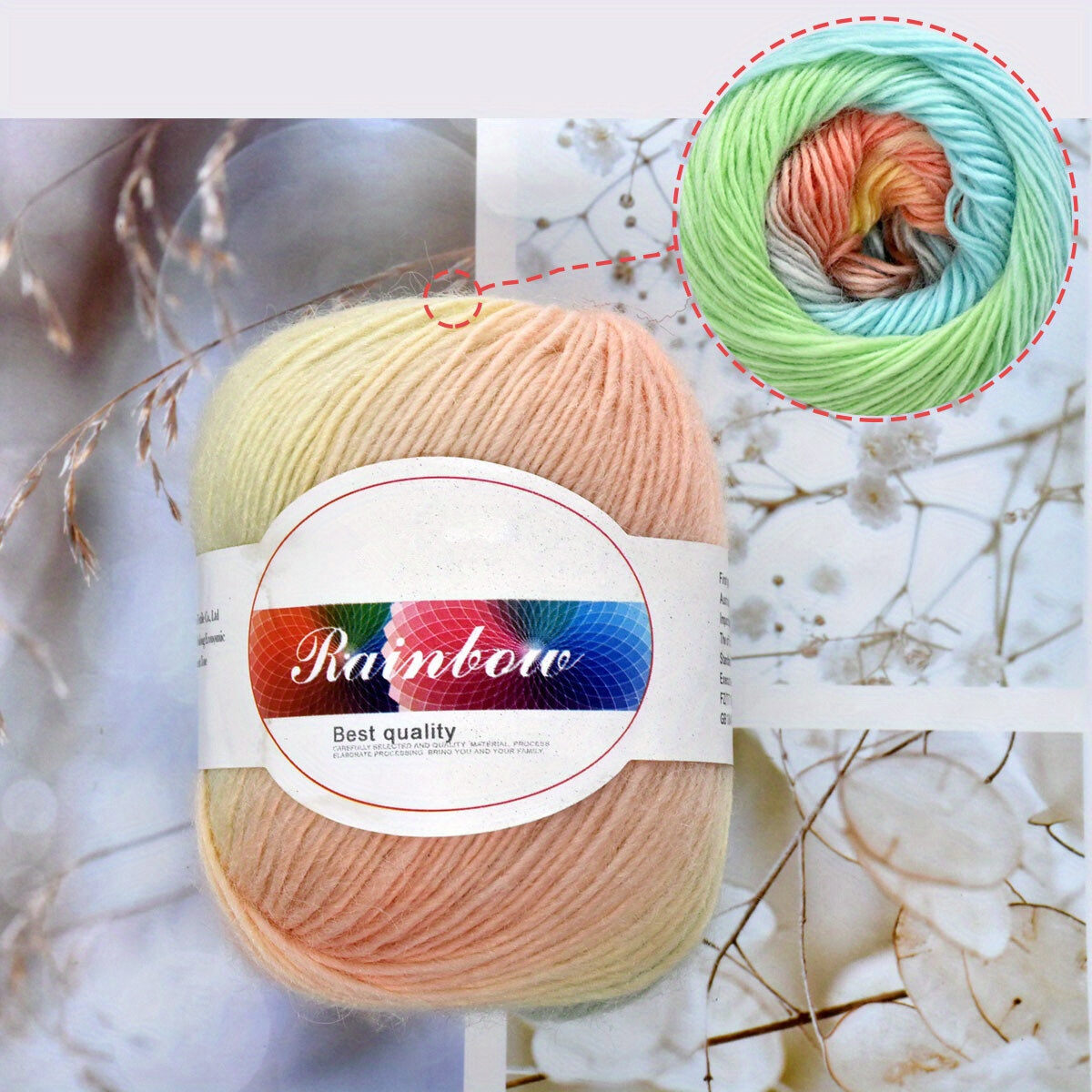 Bộ 5 Cuộn Len Cầu Vồng 50g/cuộn 140m/cuộn Thích Hợp Để Đan Móc Tay Làm Áo Len Đồ Chơi Handmade.