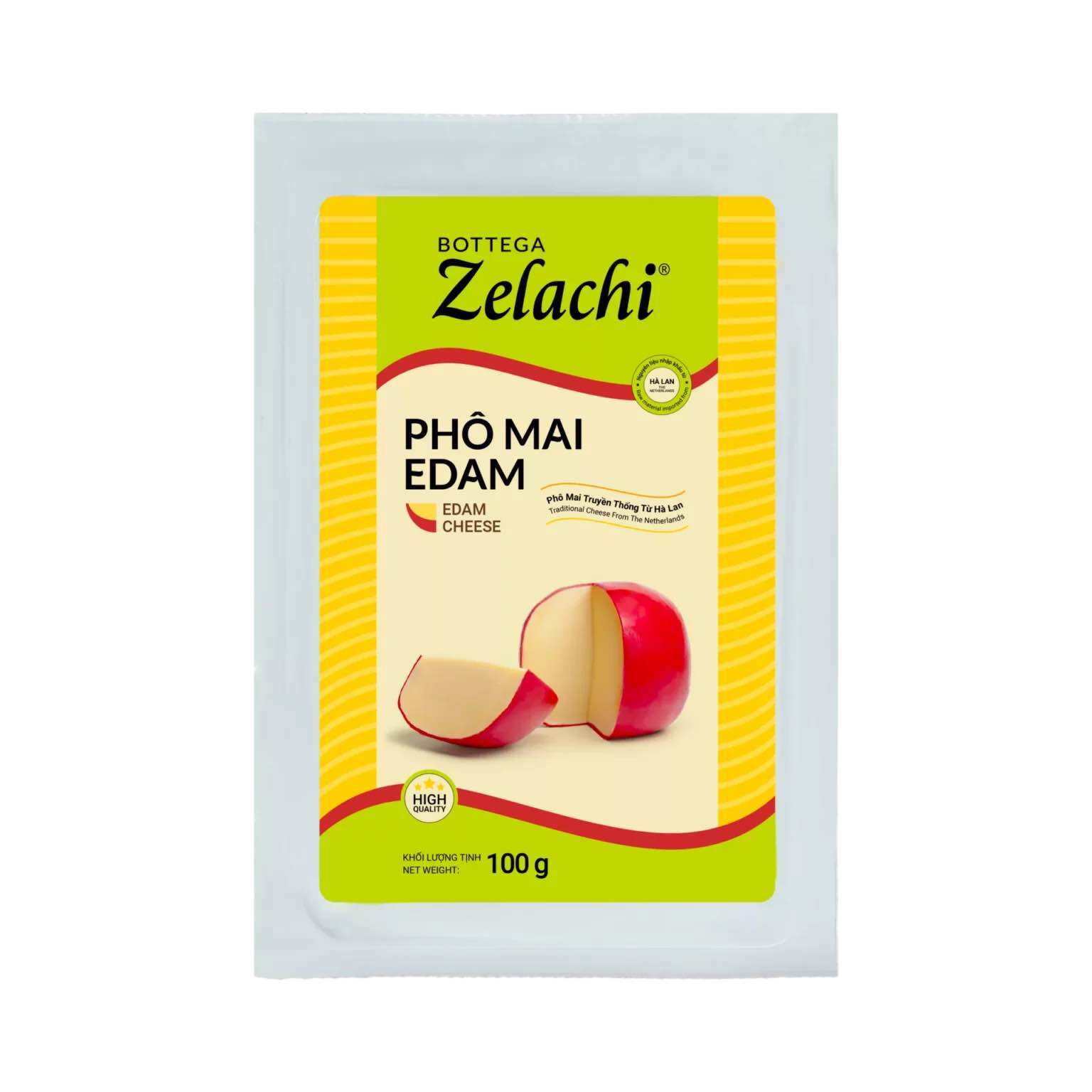 Phô Mai Edam Bottega Zelachi 100g – Vị Dịu, Mềm Dẻo, Dùng Ăn Liền & Chế Biến