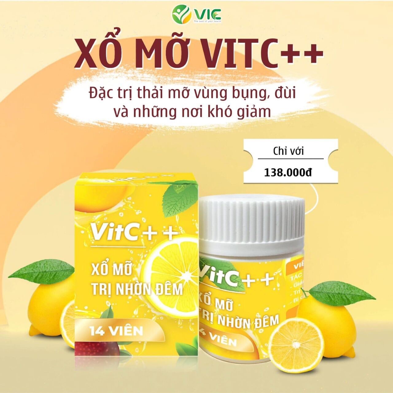 Viên xổ mỡ đêm VITC - Sổ mỡ ban đêm nhà Vitc  - Giảm mỡ bụng đùi