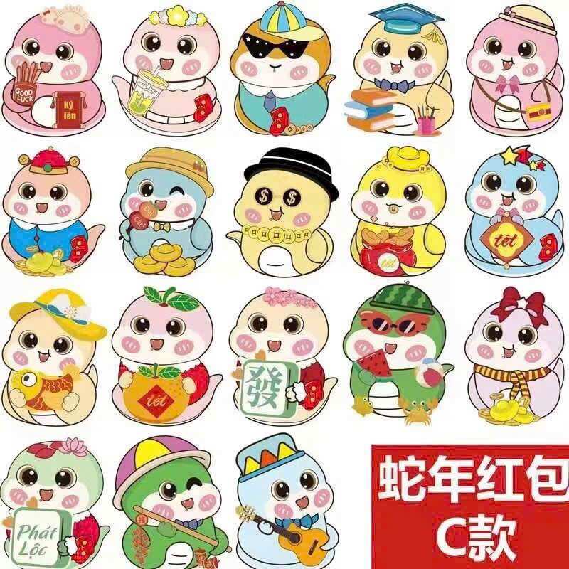 Sét 100 lì xì chibi 2025 hàng loại 1 dày đẹp
