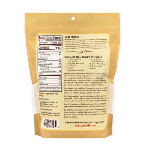 [Date 7/ 2023] Bột lúa mạch đen nguyên cám hữu cơ Bob's Red Mill - Dark Rye Flour 567g
