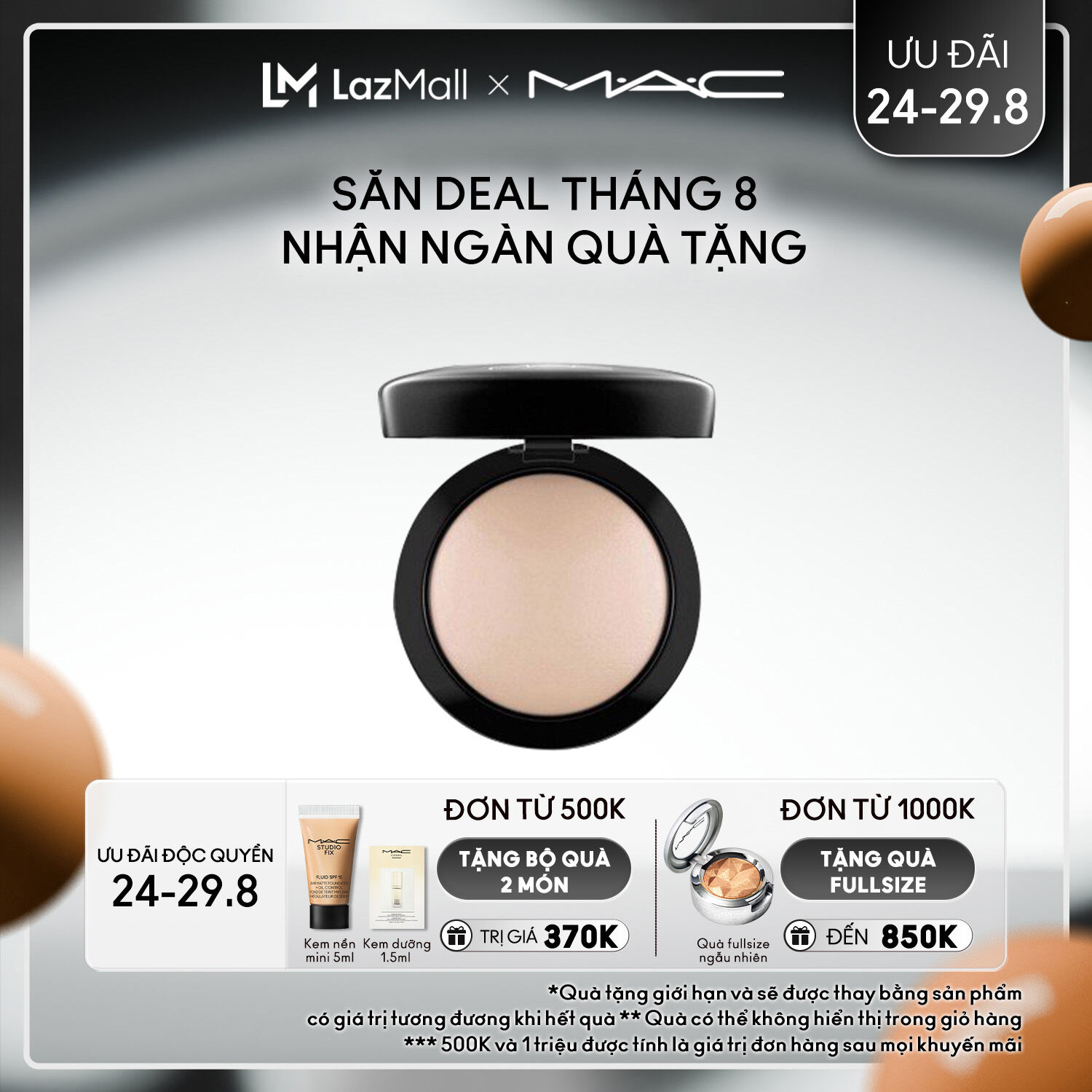 [ƯU ĐÃI 24-29.8] Phấn tạo khối kèm phấn phủ với công thức nuôi dưỡng da MAC Mineralize Skinfinish Natural 10g