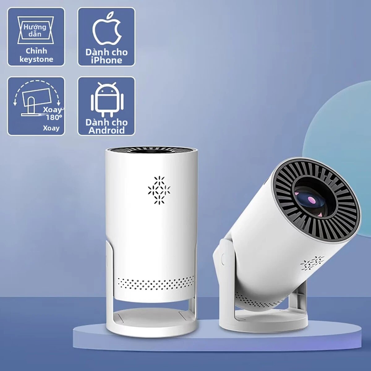 Salange | Máy Chiếu Mini Không Dây Salange Q5 1080P WIFI 6 Di Động 180 Độ °   Máy Chiếu Video Xoay Được Cho Điện Thoại Thông Minh Và Máy Tính, Có Điều Khiển Từ Xa