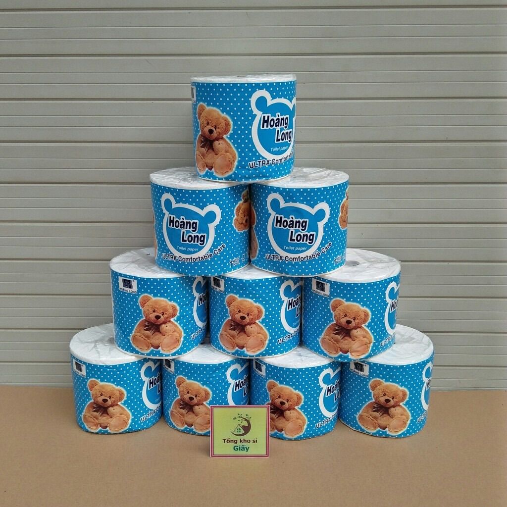 Combo 2 lốc giấy có lõi hoàng long gấu xanh 14kg- giấy lụa 3 lớp- mềm mịn và dai
