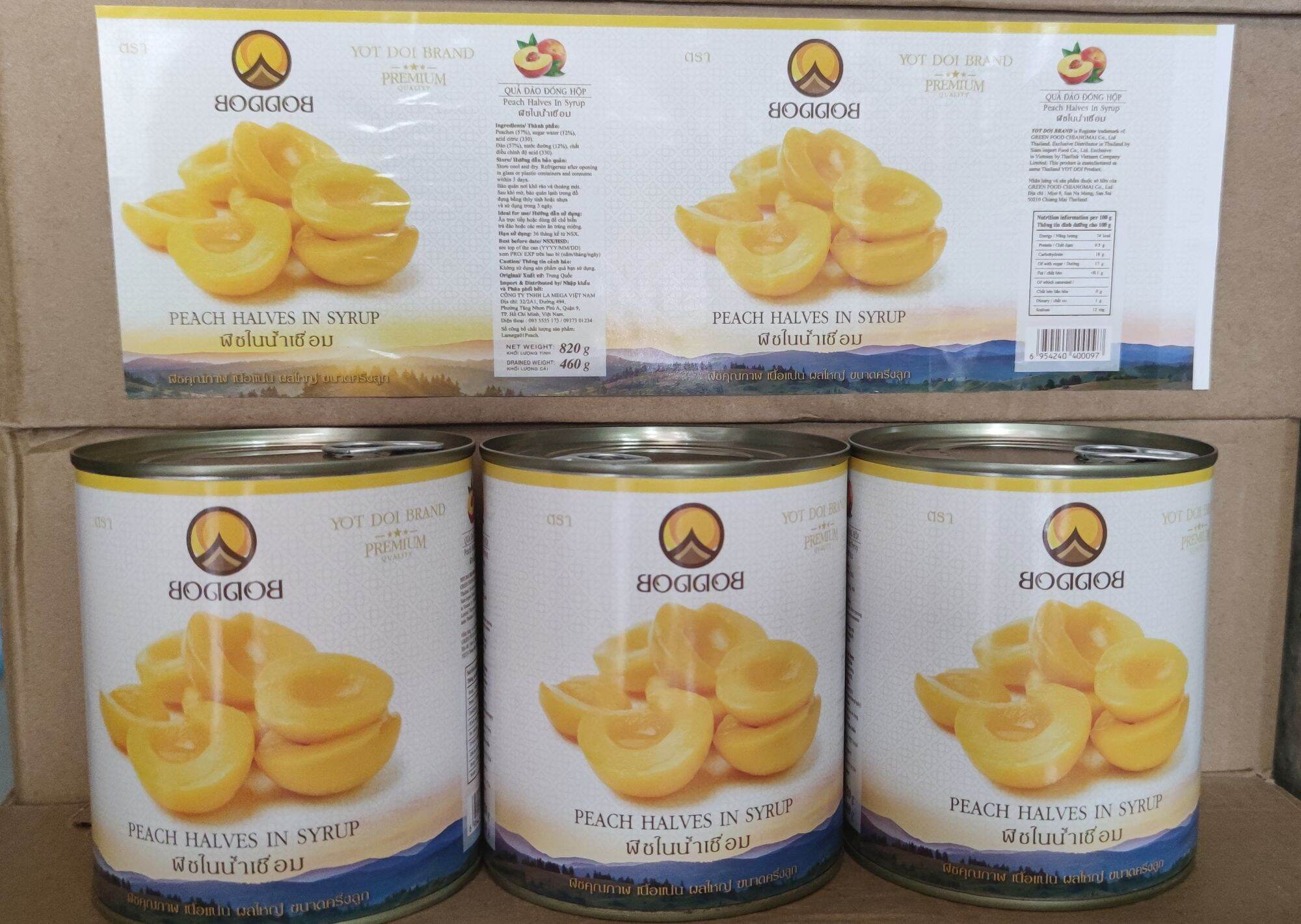 Đào ngâm thái lan lon 820g