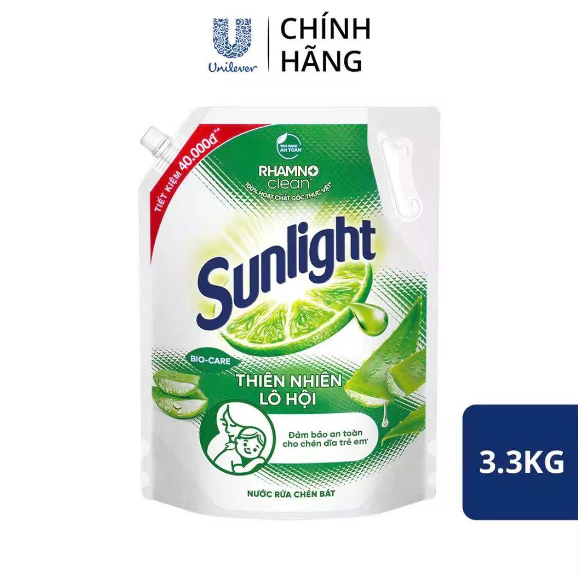 NƯỚC RỬA CHÉN SUNLIGHT THIÊN NHIÊN LÔ HỘI TÚI 3,3KG