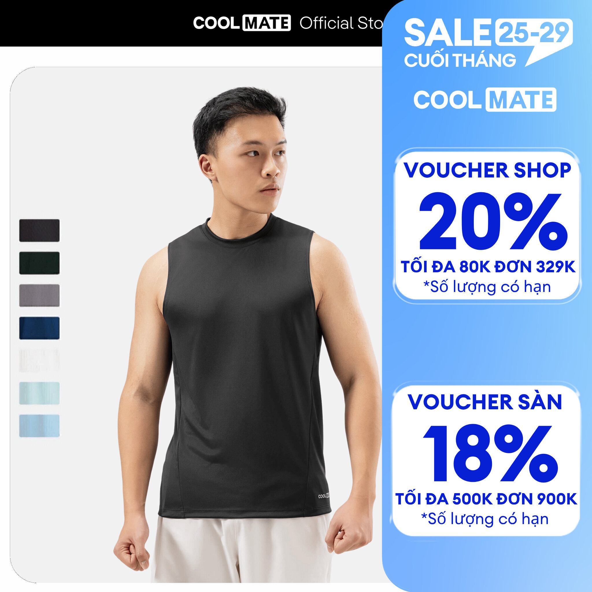 [GIÁ TỐT]Áo Tanktop Thể Thao Pro Active 1595 Công nghệ ExDry thấm hút tốt, nhanh khô, thoáng khí - Coolmate