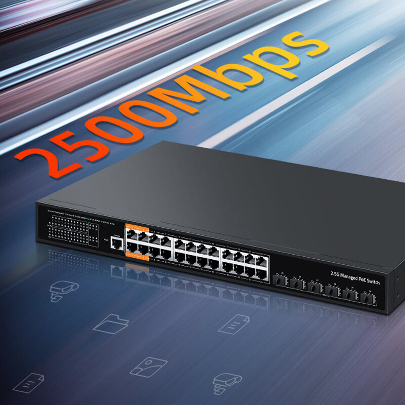 24x Cổng 2.5G 6x Cổng 10G SFP+ Switch Quản Lý Lớp 3 POE