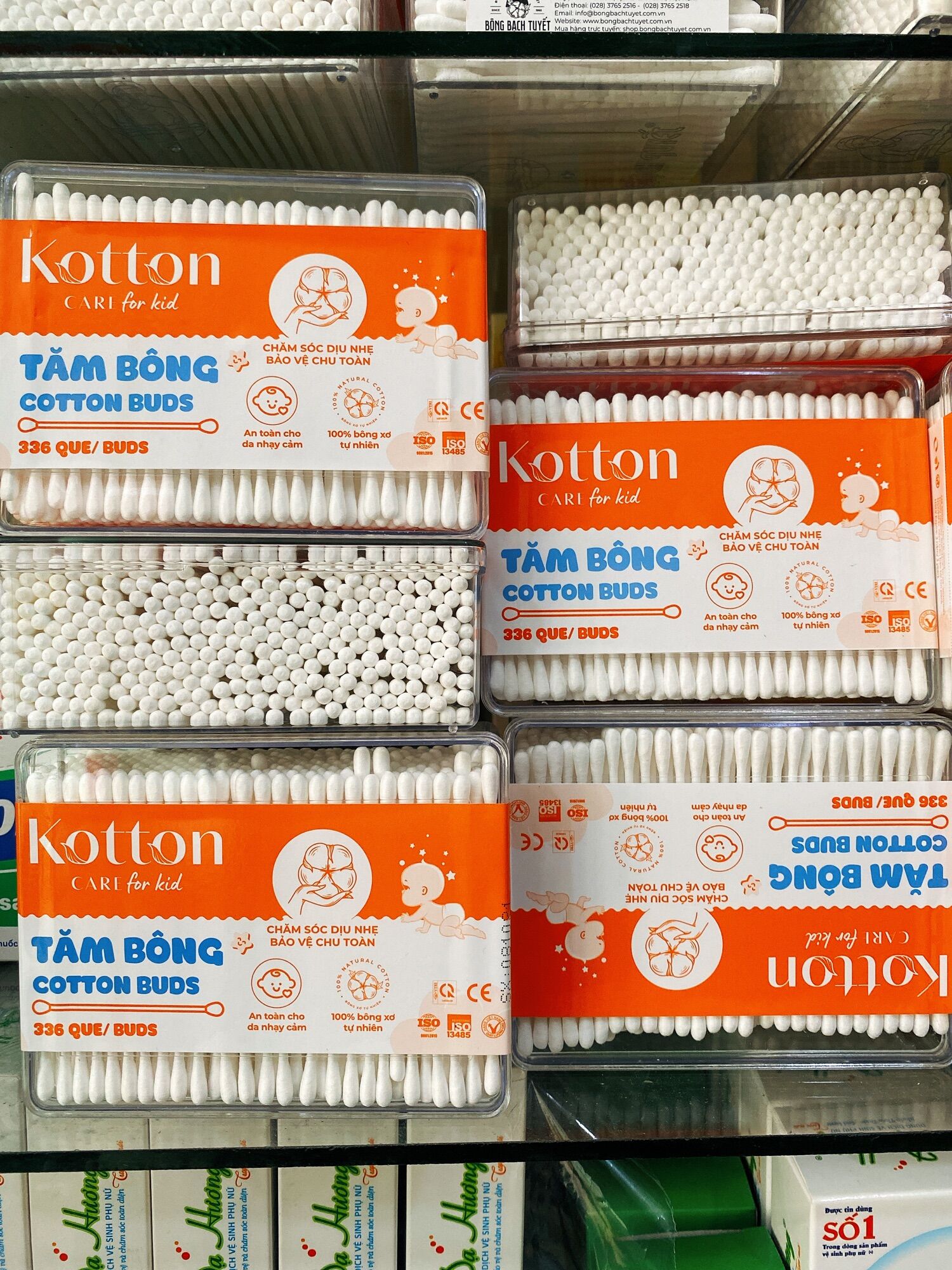 tăm bông trẻ em Kotton bạch tuyết, hộp chữ nhật 336que