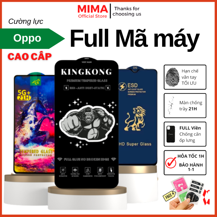 [Tặng bộ dán] Kính Cường lực KINGKONG Oppo A54 A57 A5s A55 F9 A53 A52 A58 A56 A60 F11 A95 A16K A17K 