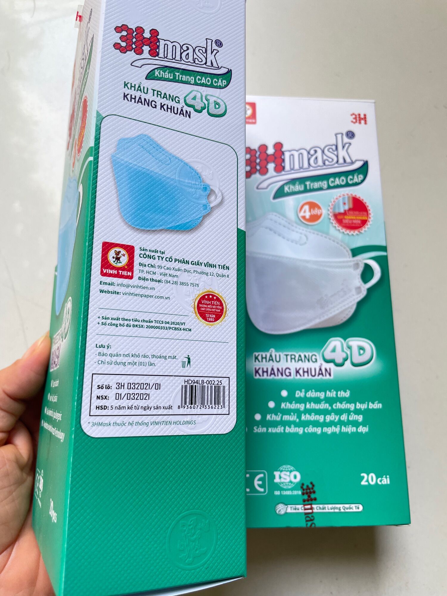 Combo 5 hộp khẩu trang 4 lớp kháng khuẩn 3Hmask, Khẩu trang y tế, Khẩu trang Vĩnh Tiến, 3Hmask