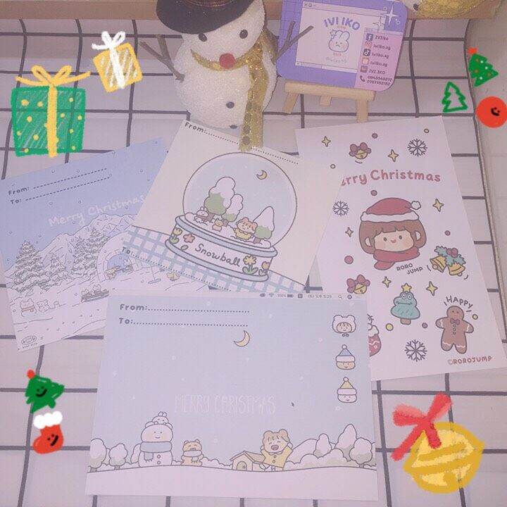 3 Set 12 thiệp Merry Christmas dễ thương | IVI IKO