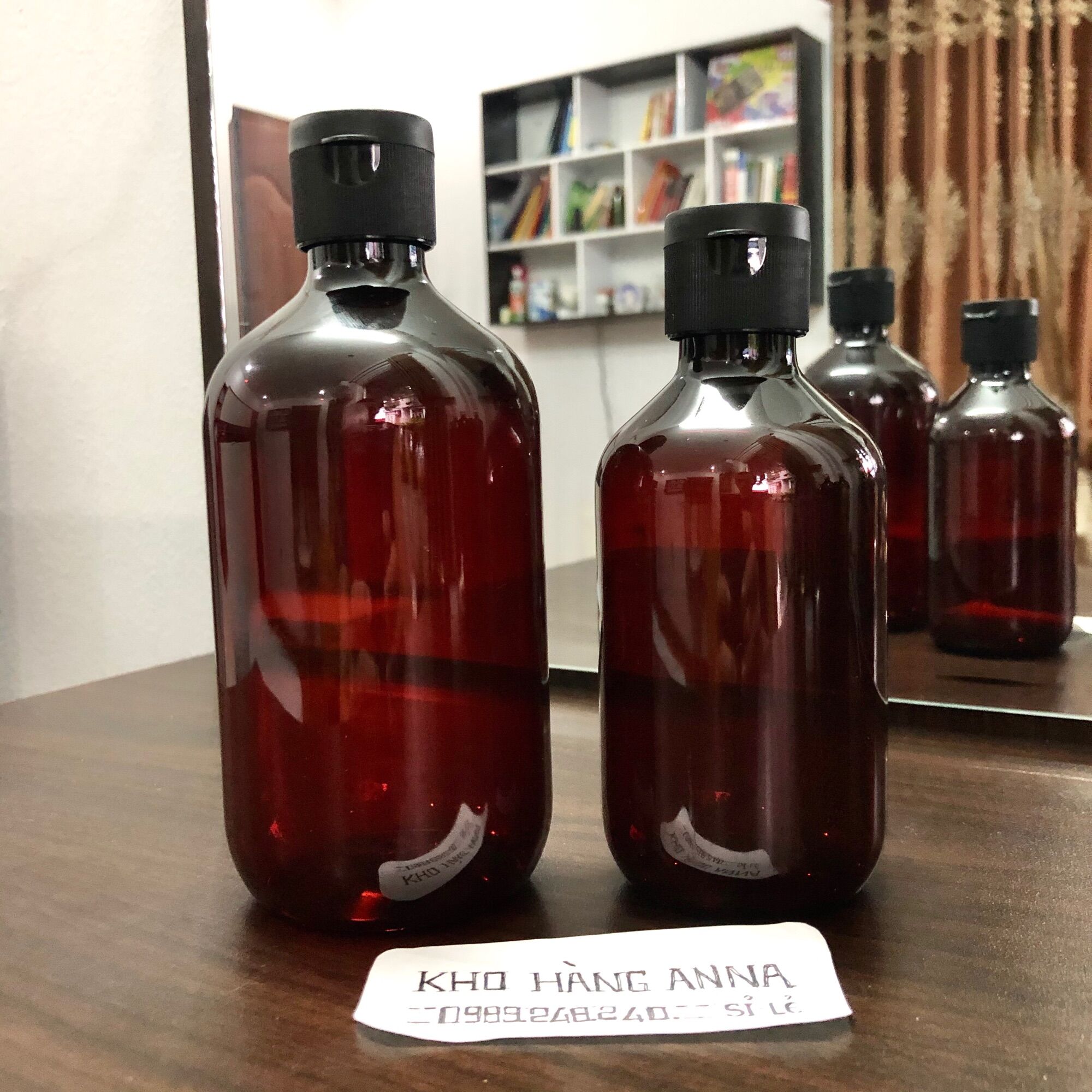 Chai nhựa 500ml nắp bật Đen - Vỏ Chai nhựa Pet Trong suốt/ Nâu / Xanh rêu 500ml nắp vặn đen, nắp bật đen- chai đựng Mỹ phẩm, Dầu gội