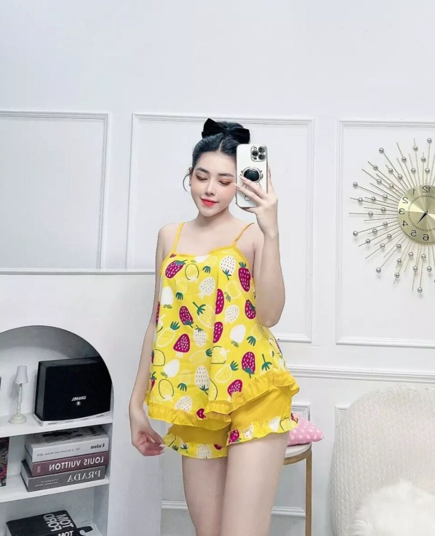 Set Bộ Lụa Mát Mẻ Cho Nữ Mặc Nhà Dễ Thương - M03