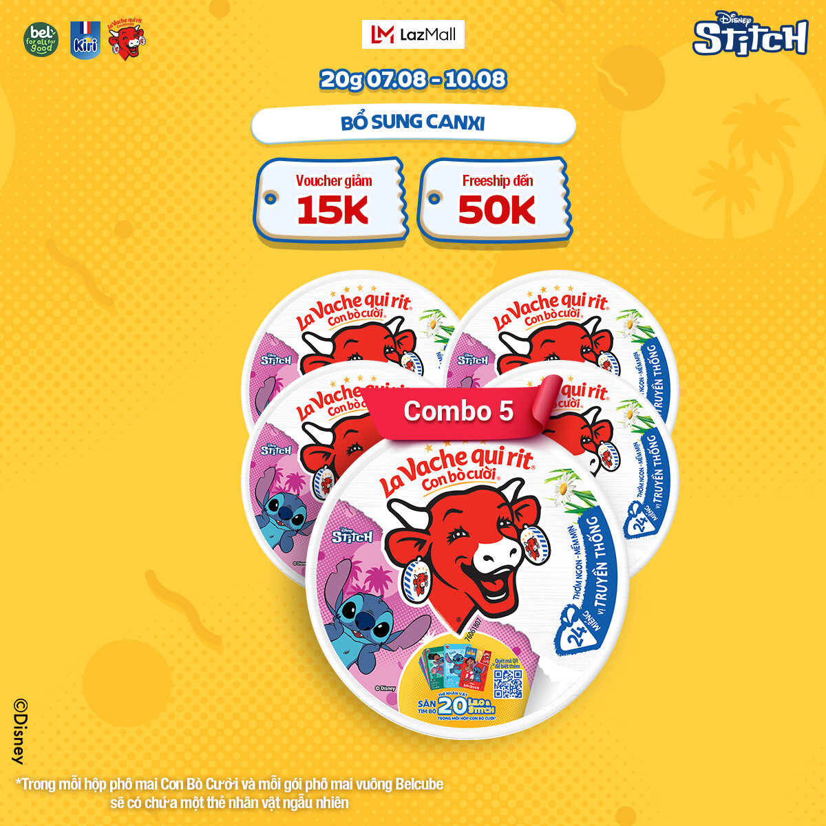 Combo 5 Phô mai Con Bò Cười 24 miếng 336G