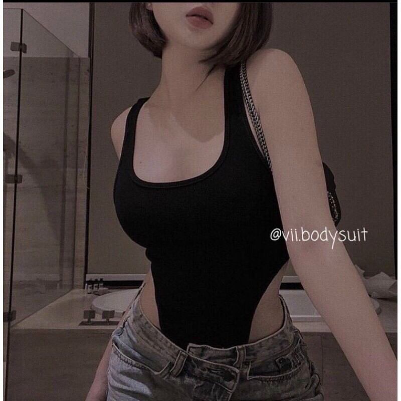 Áo Bodysuit 3 lỗ khoét eo thun gân