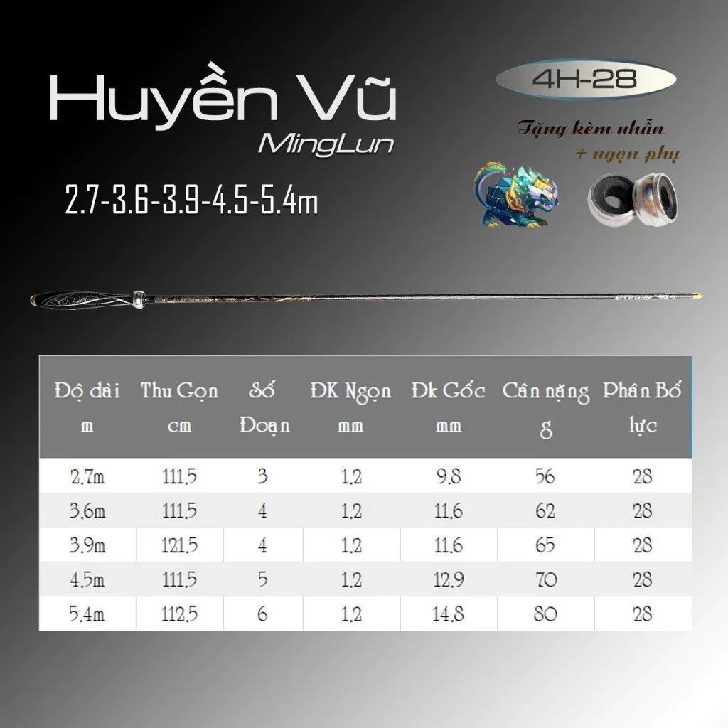 Cần câu tay Huyền Vũ 4H