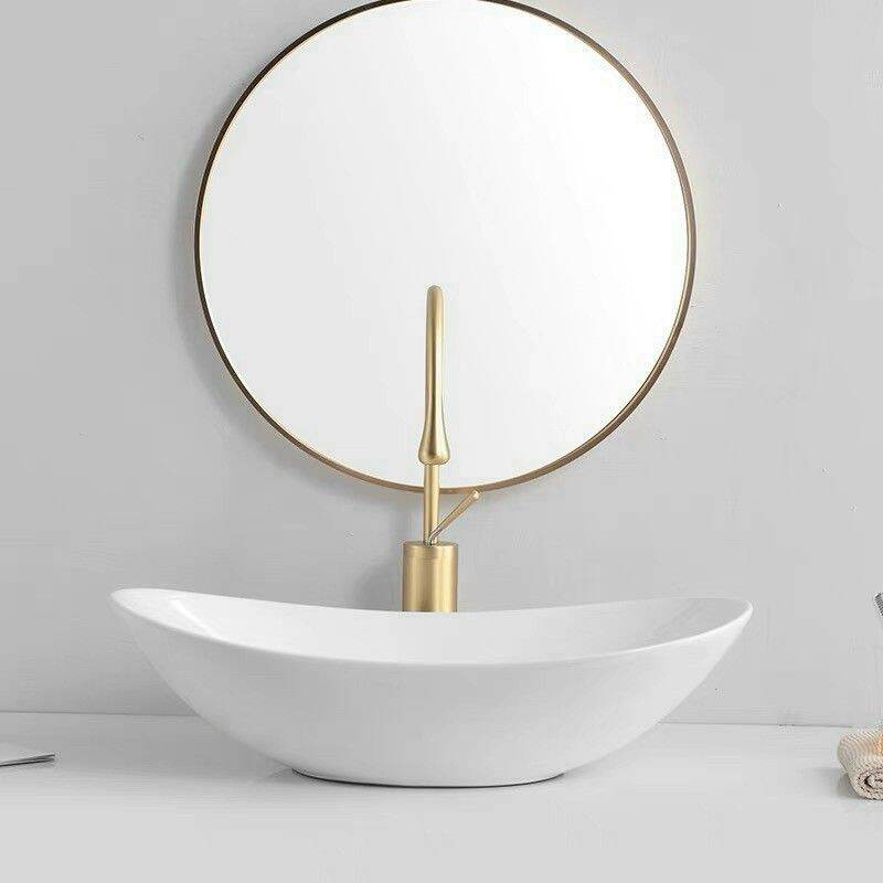 Lavabo sứ để bàn thuyền, ovan Trắng (không bao gồm vòi labo, xã labo)
