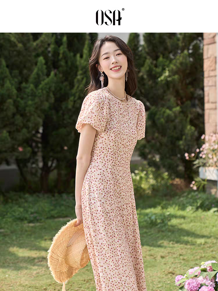 Đầm Lụa Maxi Hàn Quốc Nữ Tay Phồng Gợi Cảm - Váy Dài - M96