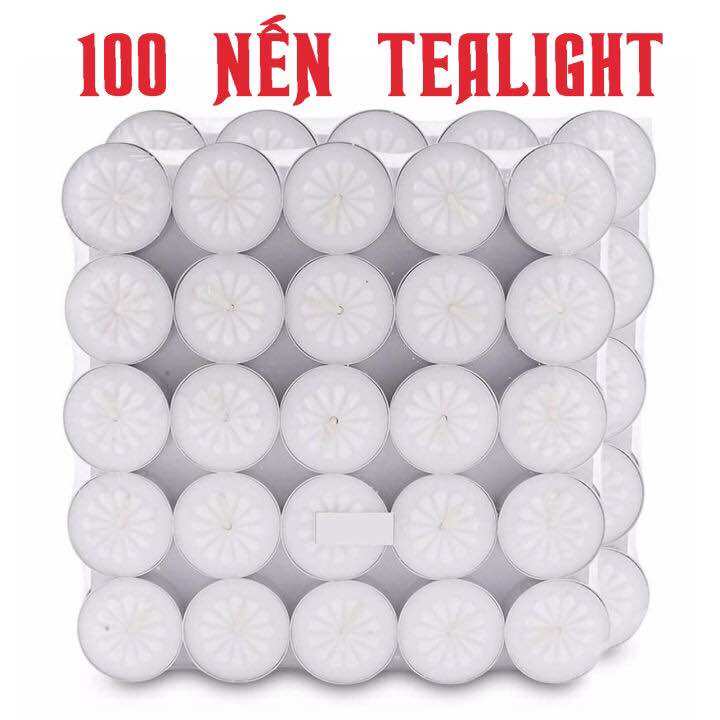 Nến Tealight hoa mai màu trắng 100 viên cháy 4h