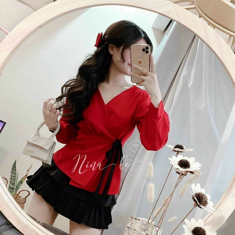 Áo babydoll hàn đỏ rực xinh