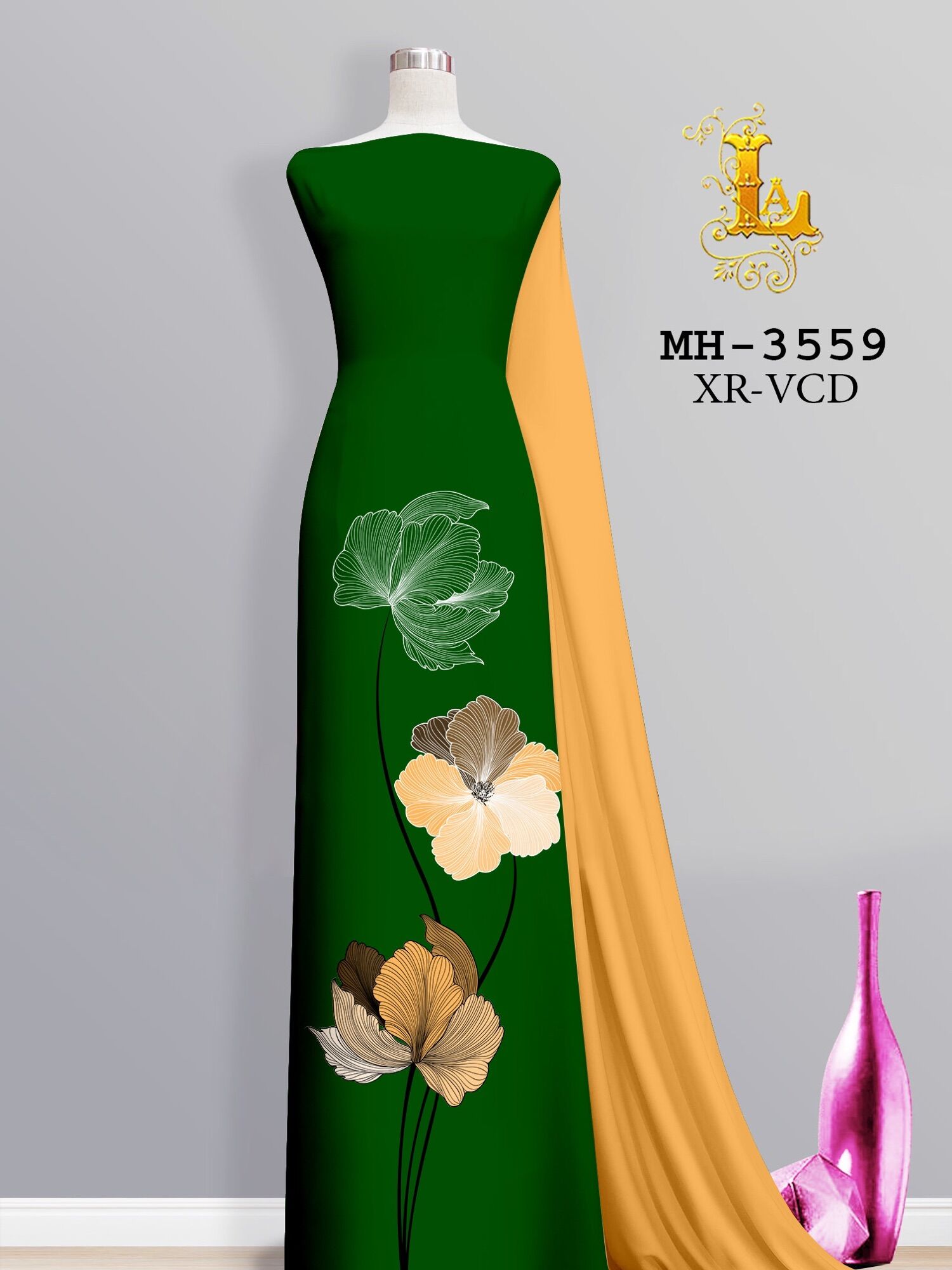 Vải áo dài in hoa đơn giản