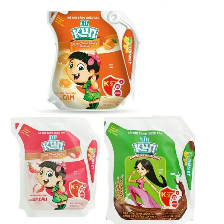 THÙNG 24 TÚI SỮA KUN 110ML MIX VỊ (24 túi x 110ml)