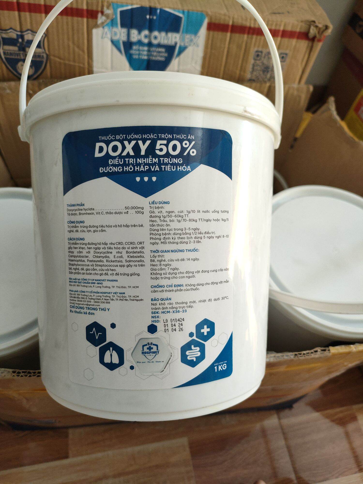 Doxy 50% 1kg chuyên đường hô hấp và tiêu hoá trên vật nuôi gia súc, gia cầm, cá, ếch