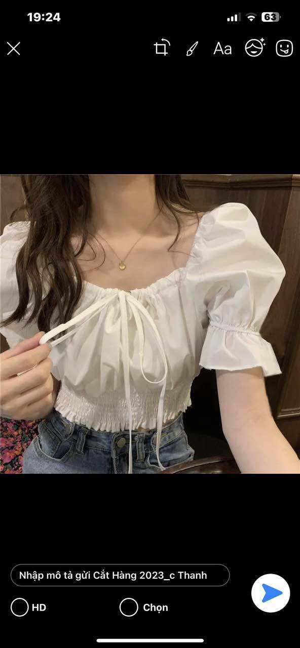 ÁO CROPTOP NHÚN TAY BÍ NƠ A55