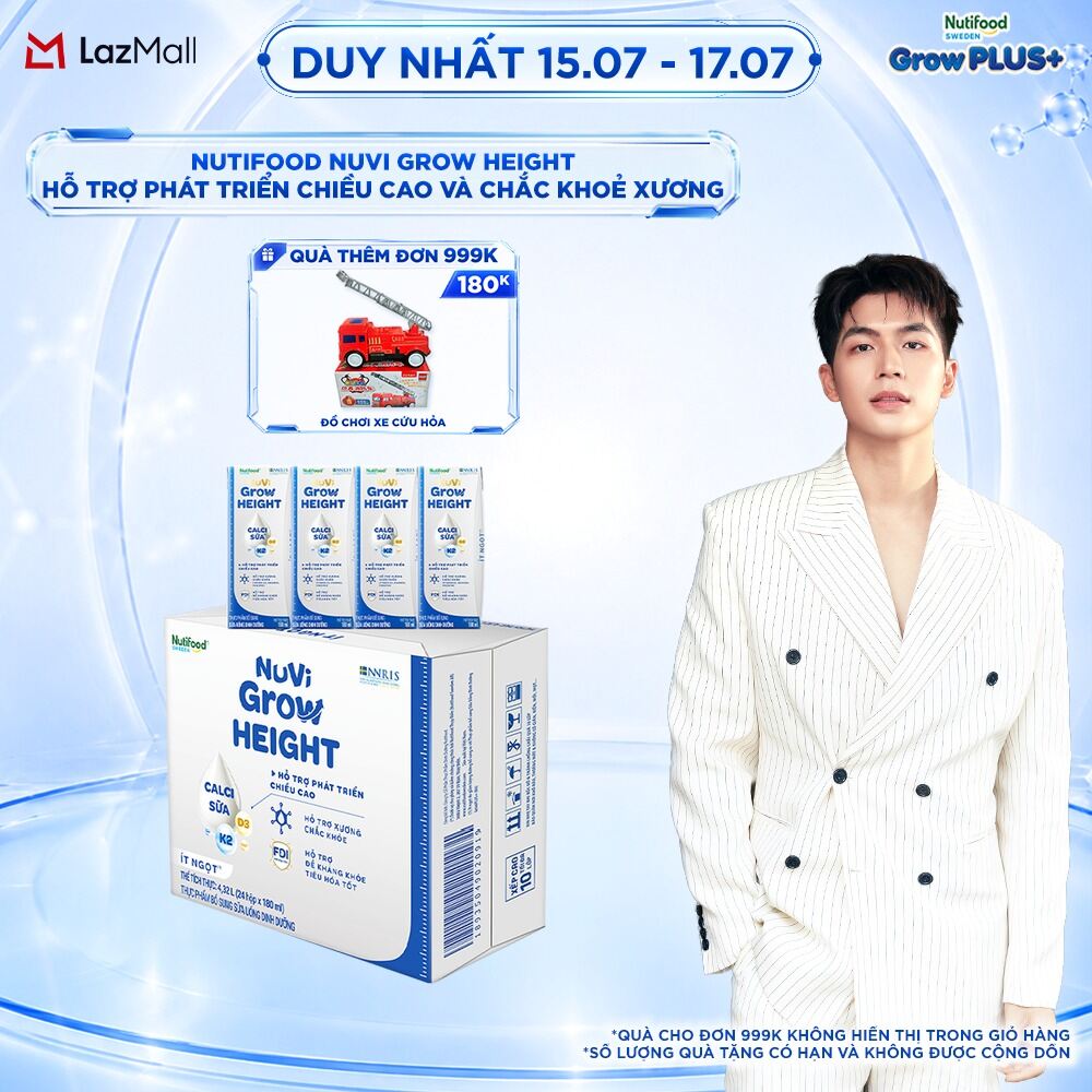 Thùng 24 hộp SBPS Nuvi Grow Height + hỗ trợ phát triển chiều cao hộp 180ml