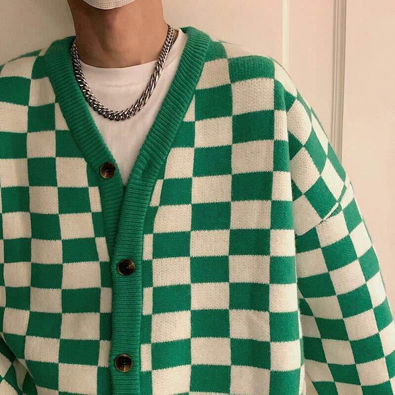 Áo Len Cardigan Nam Kẻ Caro