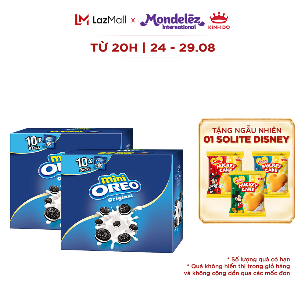 Combo 2 hộp bánh quy oreo mini vị vani, hộp 204g