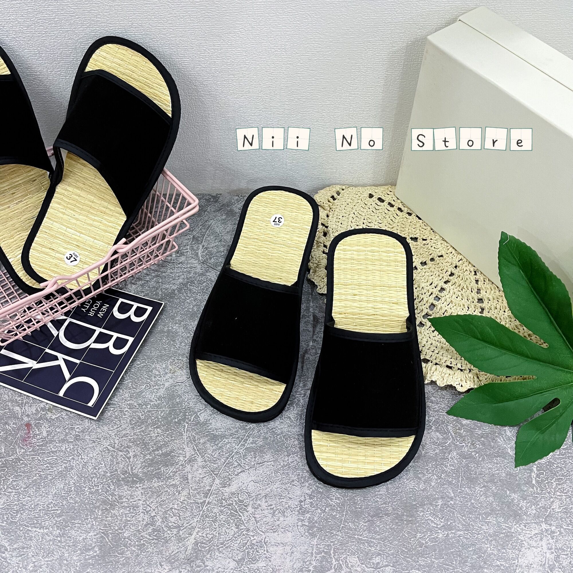 [ND022] Dép chiếu cói quai nhung ngang