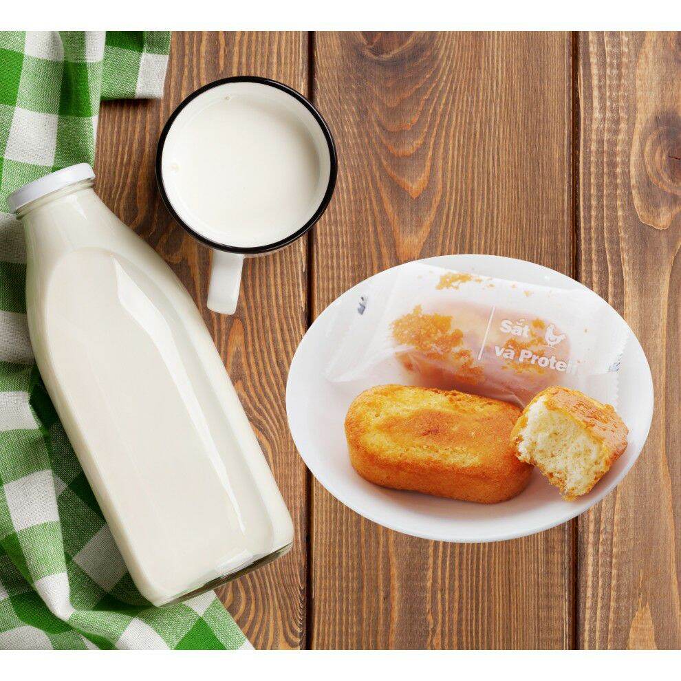 Combo 5 bịch = 25 Bánh ăn sáng sợi thịt gà Cest Bon bánh bông lan Orion gói 85g