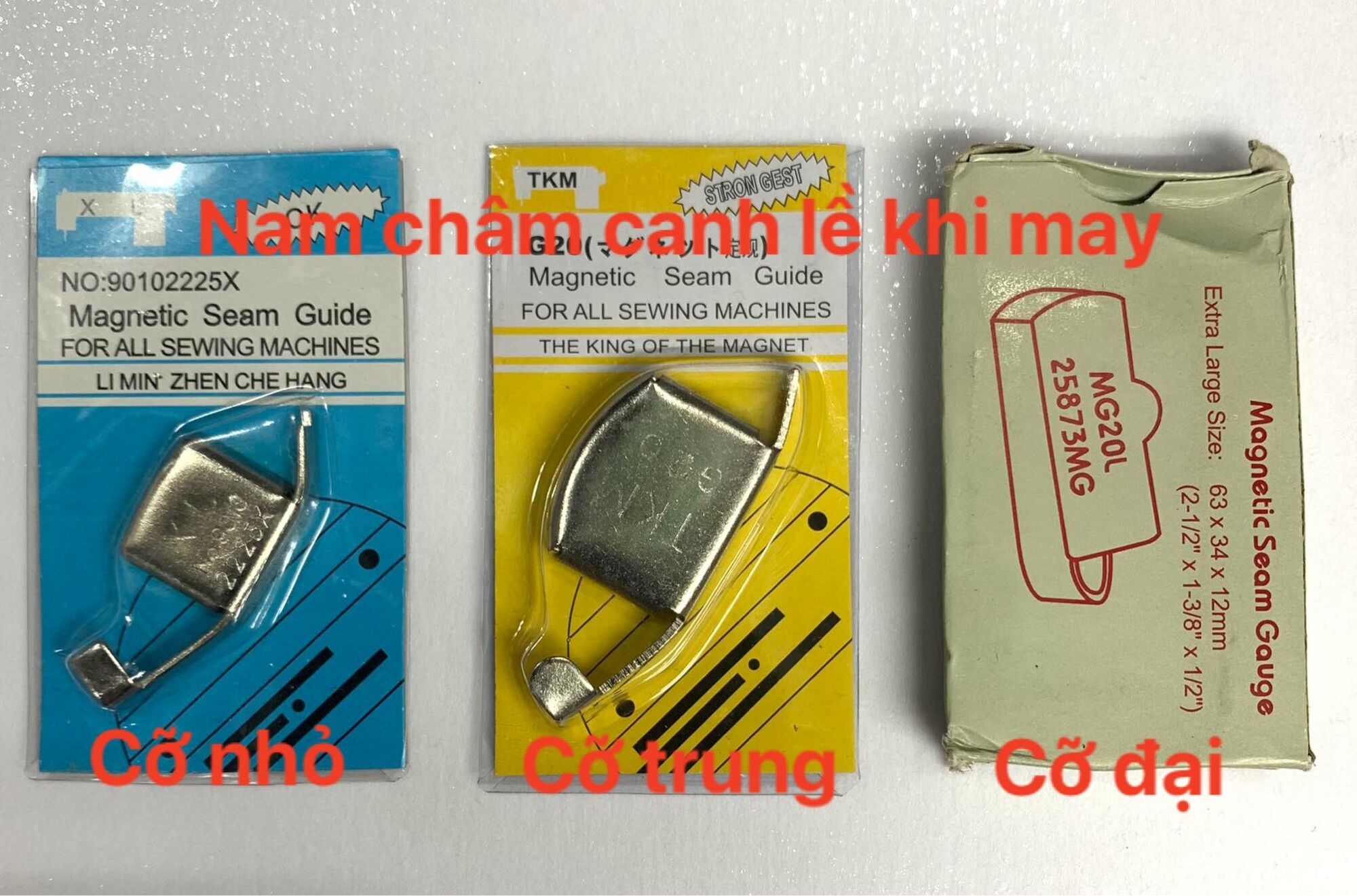 Cữ nam châm canh lề đường thẳng dùng cho các loại máy may, có 3 cỡ để chọn lựa