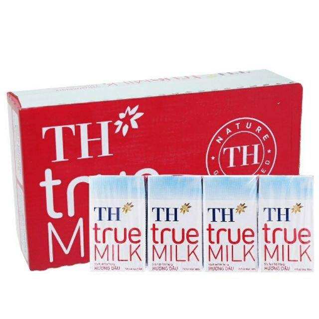 Thùng sữa tươi tiệt trùng TH true milk hương dâu 110ml( 48 hộp x 110ml)