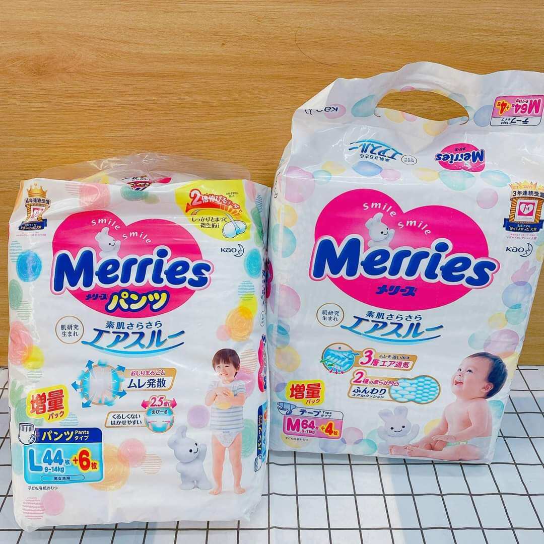 bỉm merries nội địa nhật cộng miếng