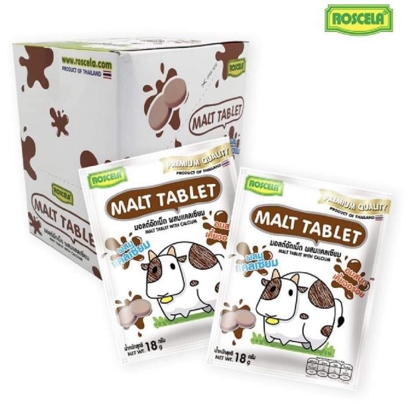 Kẹo bò sữa Milk & Malt Tablet Roscela Thái Lan
