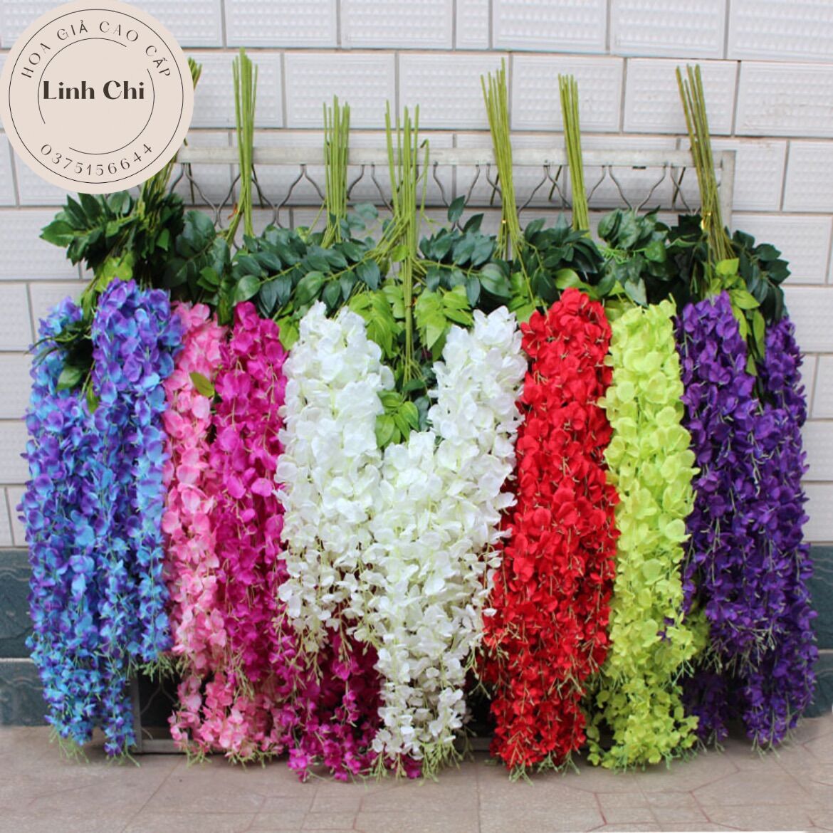 Hoa, rủ giả trang trí_ Combo 12 cành rủ hoa tử đằng 110cm trang trí nhà cửa, ban công